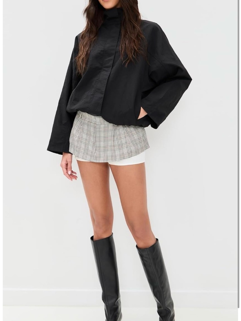 Lioness Moonlight Plaid Skort in Soft White